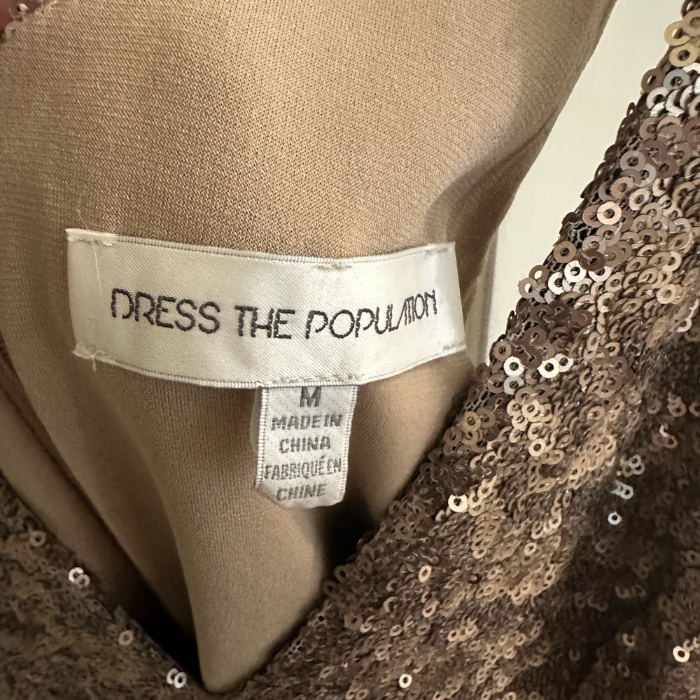 Dress the Population gold Sequin Midi Dress - Picture 3 of 4